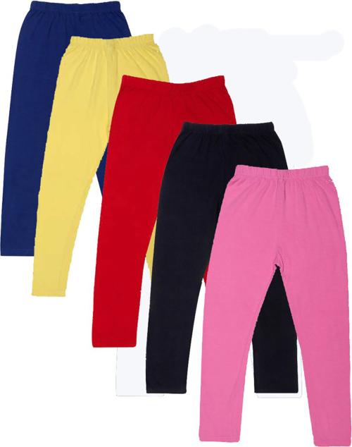 Tik Tok Wears Girls Multicolor Solid Cotton Blend Pack of 5 Leggings