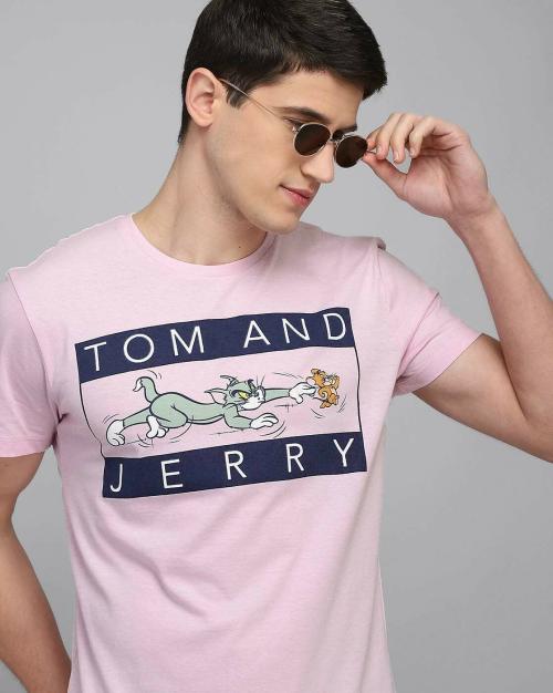 Free Authority Men Tom & Jerry Purple Tshirt
