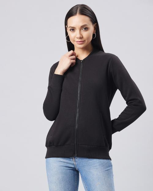 DOLCE CRUDO Women Black Solid Polycotton Single Jacket