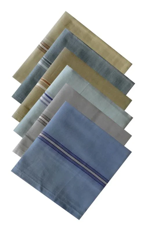 DIKHAWA 100% Cotton Pack of 6 Handkerchiefs Hanky For Men, Light Colour Assorted, Large Size