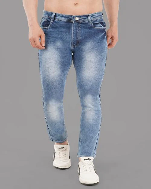 DAKWINS Blue slim fit jeans in Towel fabric for Men