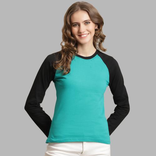 Fabflee Women Pure Cotton Full Sleeves Tshirt (Blue) l women tshirt l tshirt for women JioMart