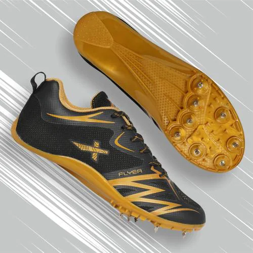 Vector X FLYER-SPIKE Running Spike Shoes for Men with Removeable Spike(Black/Gold)
