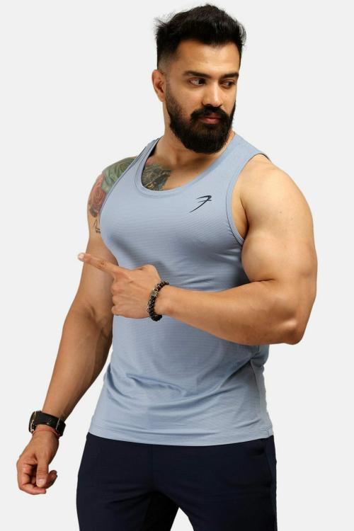 Fuaark Light Tank Sports and Gym Vest for Men Blue