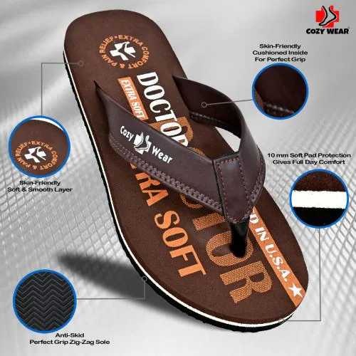 COZY WEAR Affordable flip flops, great quality Flip Flop For All Time G-242 Brown (UK-10)