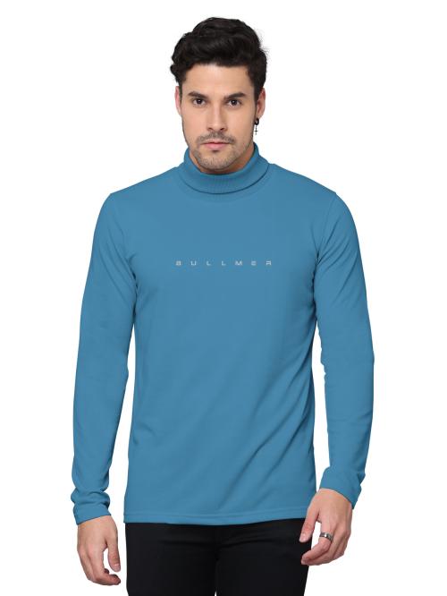 BULLMER Turquoise Solid Full sleeve Single High Neck T-shirt For Men T Shirt For Men | Men T Shirt | Men Tshirt | Tshirt for Men | T Shirts | Tshirts | Oversized Tshirt | Men Tshirt
