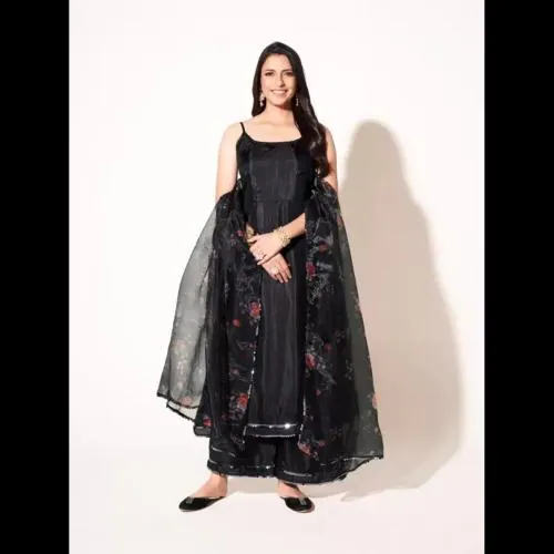 JANRAAG Women Silk Blend Kurta Palazzo Dupatta Set