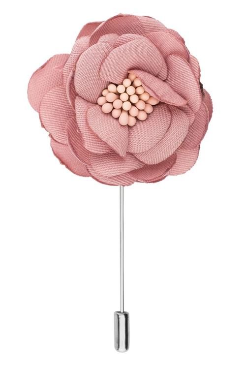 Buy The Tie Hub Brass and Fabric Pink Flower Lapel Pin (Women) Online