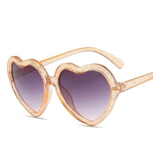 ISHICO Heart shape Cute Sunglasses for Girl (Beige _ 4 to 12 Years age)