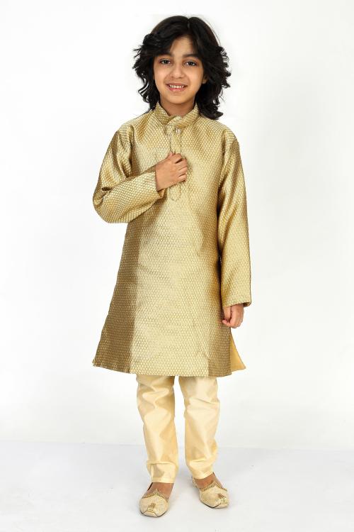 Vesham Boys Red, White Cotton Blend Single Kids' Ethnic Sets