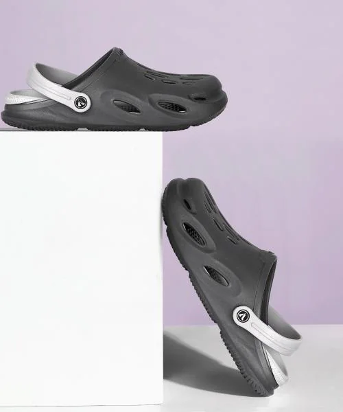Aqualite Dark Grey & Light Grey Clogs For Men