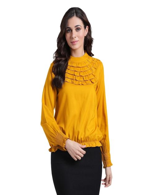 Buy Mustard Ruffled Smocked Top Online at Best Prices in India JioMart.