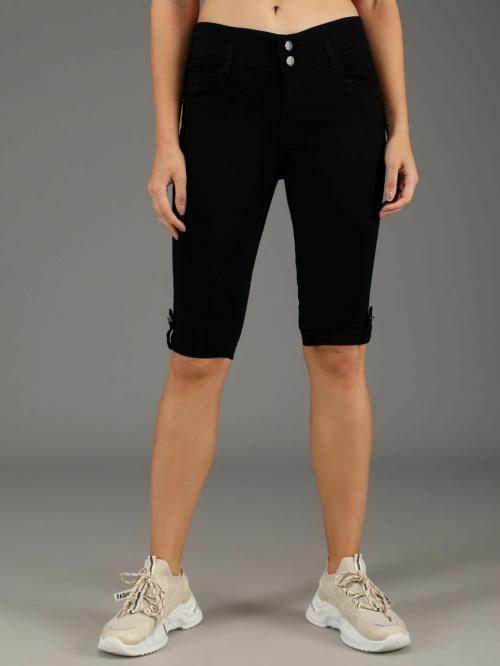 Women 2 Button Denim jeans capri