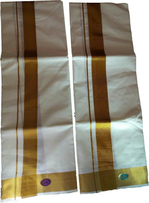 Gugaliya Men Free Size White Solid Cotton Blend Pack Of 2 Dhoti