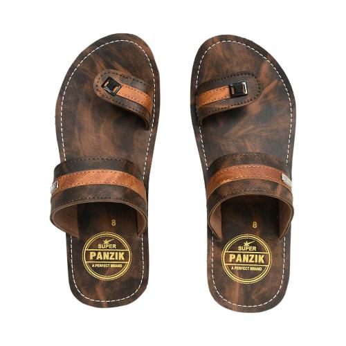PANZIK Designer Slippers for Men Fashion Ethnic Slippers, Flip Flops Casual And Comfortable Slide Slipper For Men-( Brown)(Size-5)