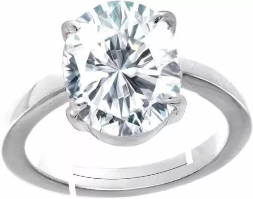 Chopra Gems & Jewellery Silver Plated Brass American Diamond Stone Ring (Men, Women, Girls and Boys) - Adjustable