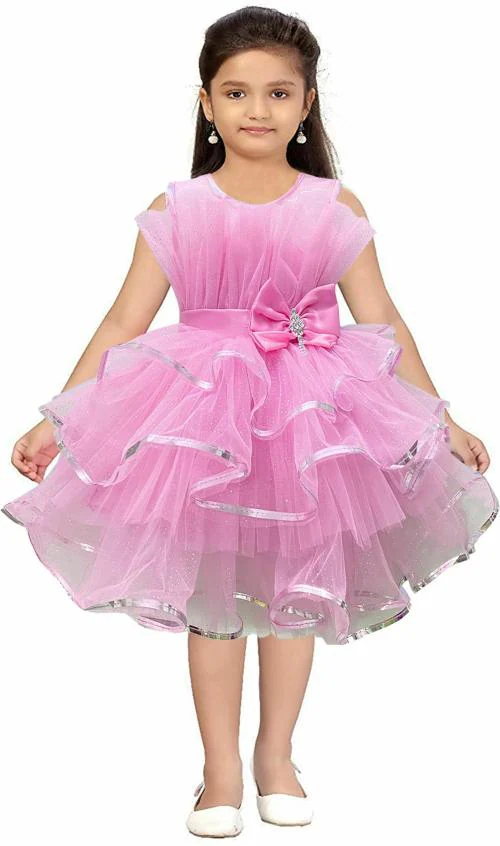 Bushra Designer Studio Baby Girls Light Pink Net Fit and Flare Dress - 1 to 2 Y