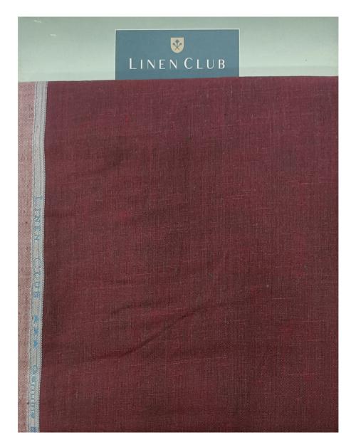 Linen Club Men Maroon Solid Linen Shirt Fabric