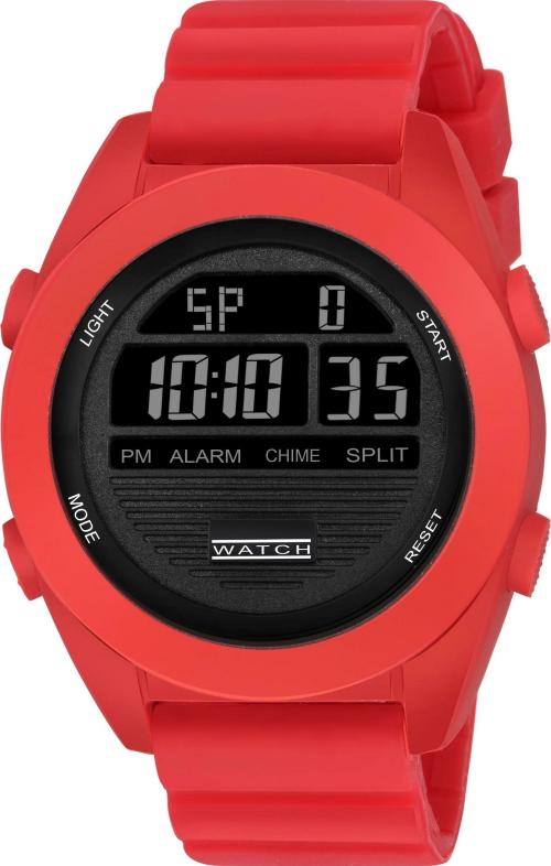 Reborn Digital Watch Black Dail Red Strap Wrist Digital Watch for Men