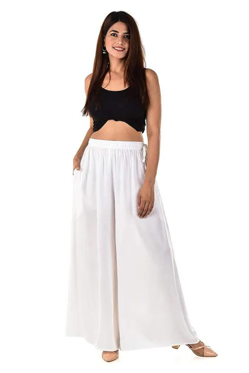 CULTCODE Women White Rayon Palazzo