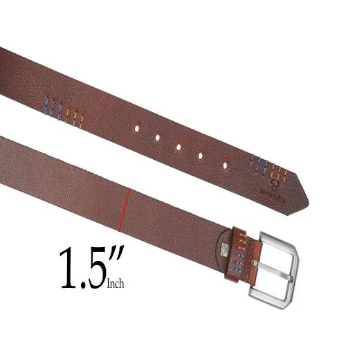 MS Mostoskin Casual Leather Belt for Men Classic Designs for Work & Business Casual with Easier Adjustable Buckle( Size-38-Tan)