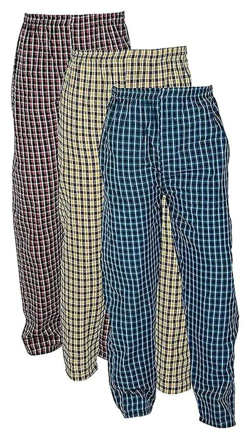 AWALA FASHION Men's Cotton Checkered Printed Pyjama Lower Pants Pack of- 3