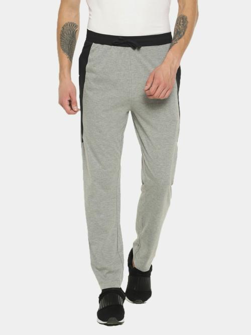 Buy DOLLAR Men's Grey Melange Solid 100 Cotton Straight Track Pants