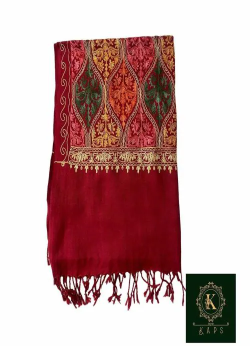KAPS Women's Kashmiri Aari Embroided MATKA Cashmilon Stoles, Shawls, Wraps (SIZE: 30