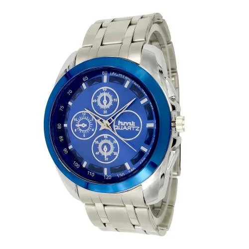 HMT FASHION Blue Dial Stainless Steel Chain Quartz Wrist Analogue Watch for Men and Boys S5230BL