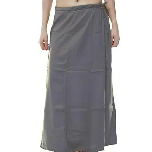 IGNOTO Readymade Saree Shapewear Petticoat for Women, Cotton Blended Shape Wear Dress for Saree (Free Size)(GREY-PETTICOAT)