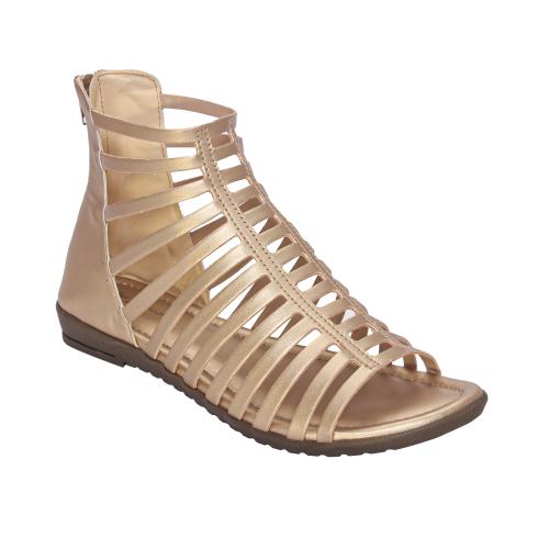 Stepee Trending Stylish Fancy and Comfortable Gold Flat Sandals for Women & Girls