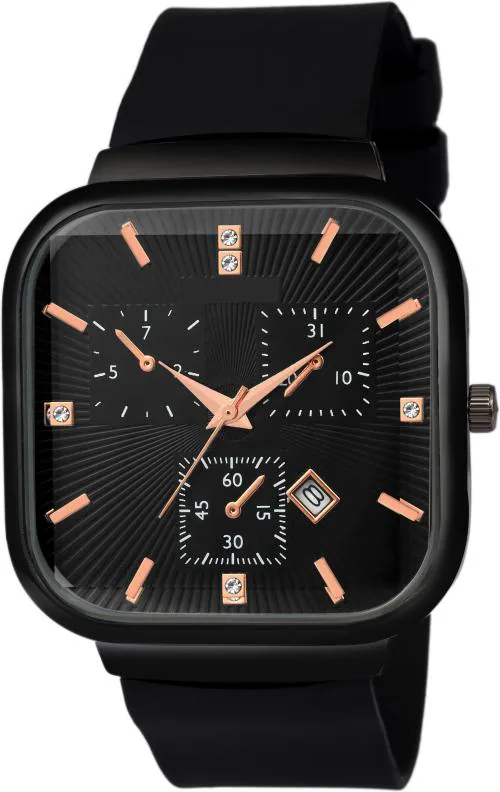 Mastrena Chronograph Design With Diamond Analog Black Dial And Strap Watch For Boys (MSG2503)