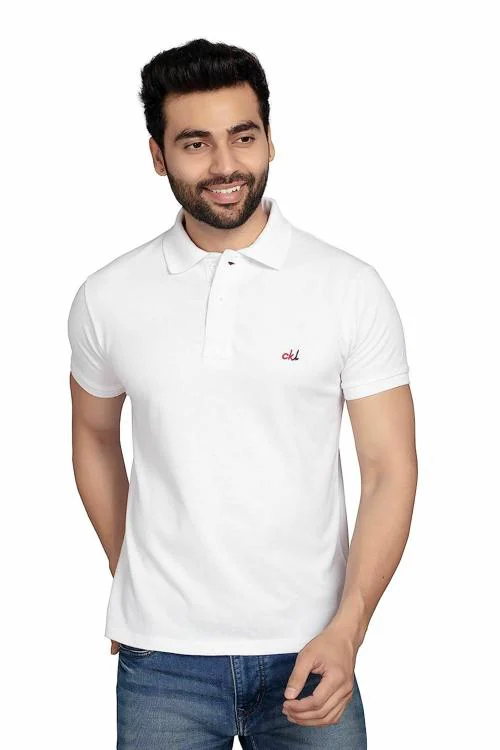 CKL Polo T-Shirt for Men Regular Fit Half Sleeve (6XL, White)