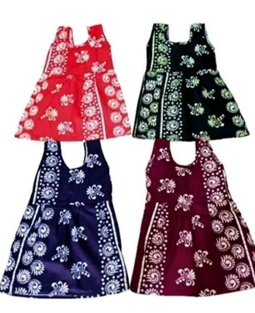 PORICHOY batik Printed Cotton Frock for baby girls pack of 4