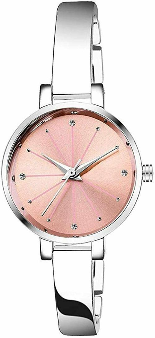 CERO Pink555 Analog Pink Dial And Silver Strap Watch For Women