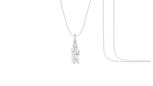 A Akshat Sapphire Sterling Silver Spiritual Sathya Sai baba Pendant With Chain Suitable For Womens
