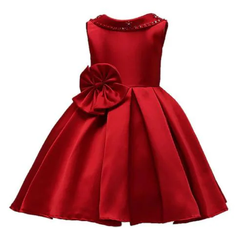 Naz Mannat Fashion Baby Girls Red Solid Polyester A-Line Dress