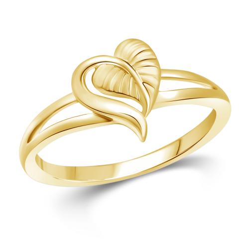 Vighnaharta valentine Ring valentine jewellery ring love ring heart shape ring alphabet ring Cute Leafy Heart CZ Gold Plated Ring for Women[ VFJ1636FRG7]