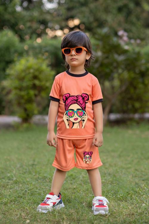 Alanta Baby Boys Disney Princess Casual T-shirt Shorts (Orange) 2-3 Y