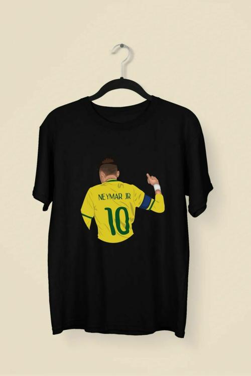 Wild Punk Neymar Back 100% Cotton Premium Unisex Printed Tshirt (Black)