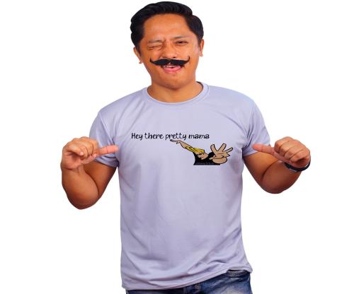 Mooch Wale Johnny Bravo Hey There Pretty Mama Grey Quick-Dri T-shirt For Men - Grey, XL