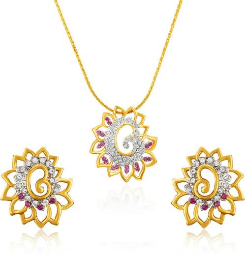 Buy Mahi Women Gold Plated Brass, Alloy Jewellery Set (White, Pink