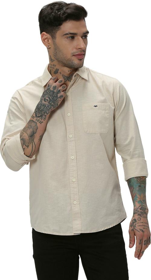 Mufti Beige Slim Fit Casual Shirt