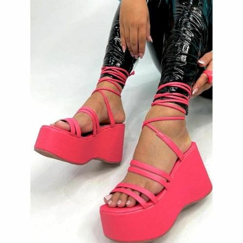 Shoetopia Retro Style Pink Platform Heels For Women & Girls - JioMart