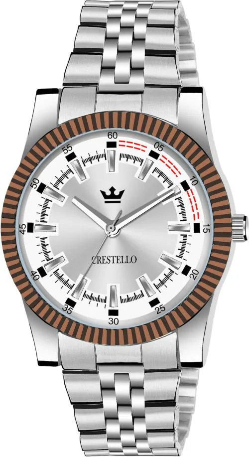 CRESTELLO Stainless Steel Chain Analog Wrist Watch for Men (Silver Dial) | CR-G021-SLV-CH