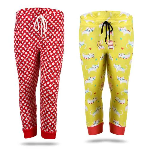 Savage Girls Joggers Pack of 2 Cotton Jogger Pants for Girls of 11 to 12 years old, Waist 27cm|Kids Botttom wear|Cotton Joggers for Girls|Regular Fit|Assorted Colors