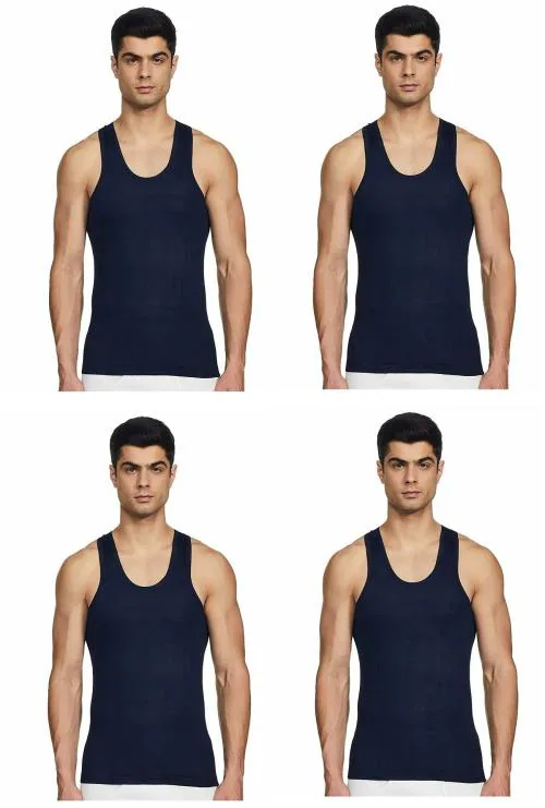 Rupa Jon Assorted Solid Cotton Pack of 4 Vest