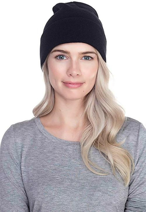 MUKHAKSH Girl’s/Ladies/Women Winter Woolen Simple Plain Black Cap
