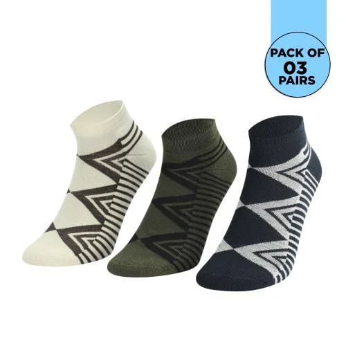 Buy SOX 23 Men's Half Terry Socks 3 Pairs Ankle Length, Mixed Yarns