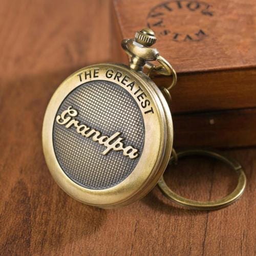 Gt Gala Time Gold Stainless Steel Greatest Grandfather Pocket Watch Key Chain